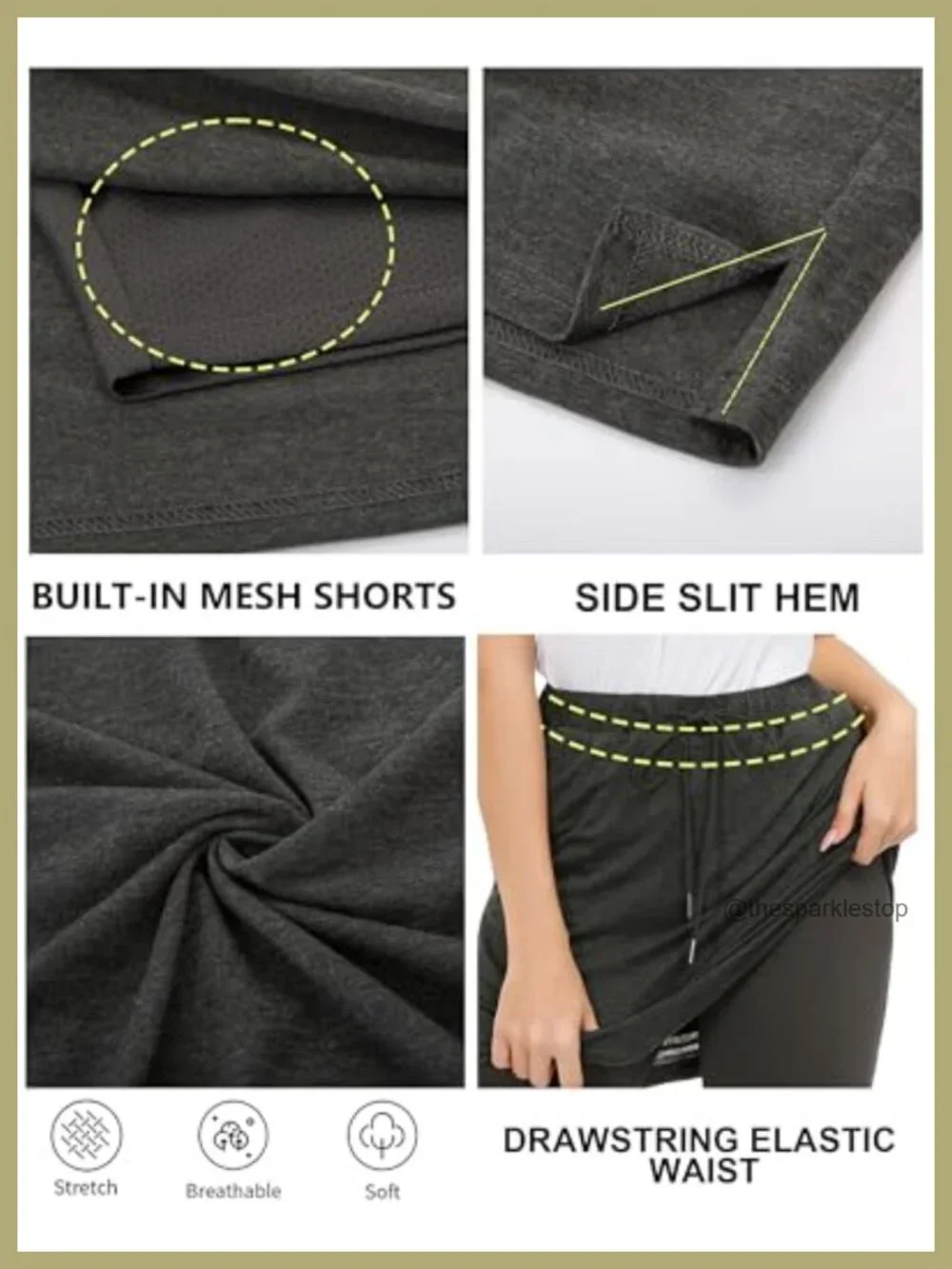 Stretchy Knee Length Skort with Pockets Athletic Golf Tennis